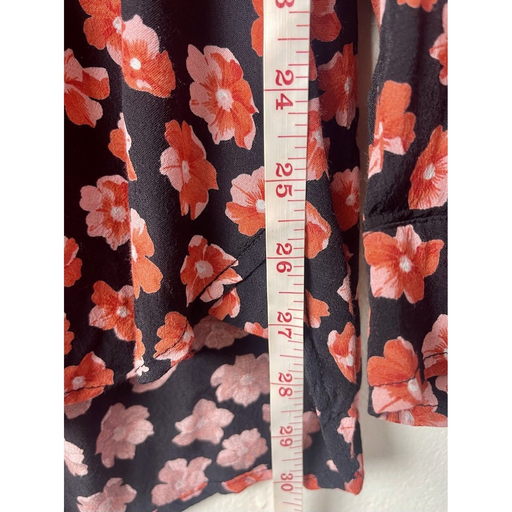 GANNI Floral-Print Button Down Shirt Red‎ Pink Black Size 10 - Picture 15 of 16